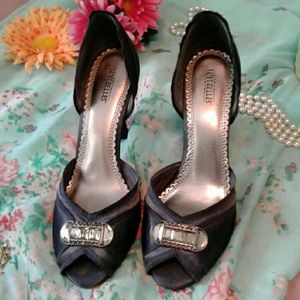 Sale! Velvet navy blue High heels rhinestone shoes